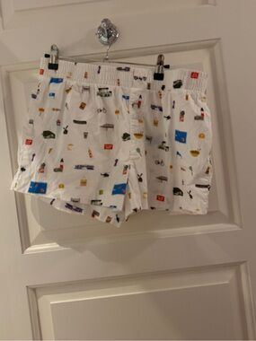 White Cotton Women's Sleep Shorts with Playful Multicolor Print